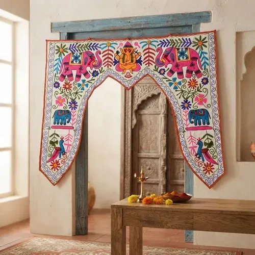 Toran Hindu 1 Metro Hecho En India Colgante Puerta O Ventana Elefantes Rosa