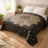 Manta Cubrecama De Algodón Hindu 2y1/2p Mandala Cubresillon