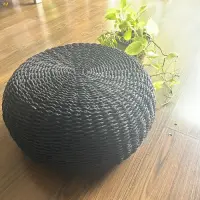 Puf Artesanal 45 Cm Pintado D Fibra Nartual Banco Mesa Zen