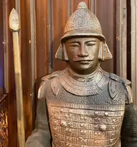 Estatua Artesanal Guerrero Terracota 190 Cm Apto Exterior  Óxido