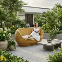 Sillón Ratán Sintético 2 Cuerpos Apto Exterior Importado