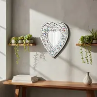 Espejos 20 Cm Importados Indonesia Corazón Venecitas Regalo Blanco Y Azul