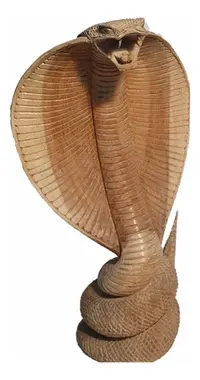 Cobra Madera Teka 30 Cm Serpiente Sagrada De India Importada Marrón Claro