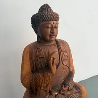 Estatua Gigante Buda 100 Cm Meditando Madera Tallada Impo.