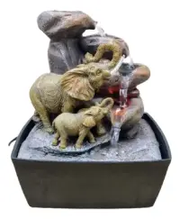 Fuente De Agua Zen Elefante Y Cria 25 Cm Con Bomba Y Led  Modelo 1