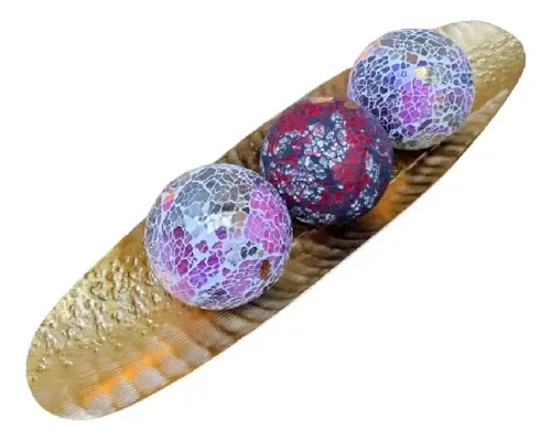Juego Importado X 3 Esferas Decorativas 10cm C/u Venecita Mix Modelo 1