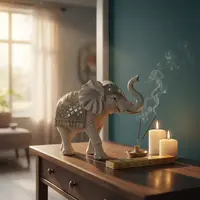 Elefante Abundancia Hindú Decorativo Jardín Con Fantasías Blanco