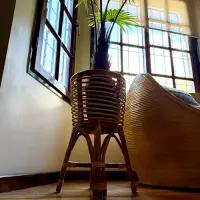 Maceta Pushkar Tienda Redonda 55 Cm Bamboo Importado Rattan Marrón Claro Bamboo Y Rattan