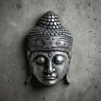 Mascara De Buda En Madera Tallado Artesanal Indonesia Import Plateado