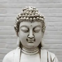 Estatuilla Buda Thai 52 Cm Resina Apto Exterior Ideal Jardin Blanco