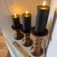 Set 3 Candelabros Madera Teka De India Portavela Artesanal