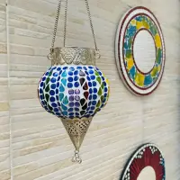 Fanal Colgante Venecitas Importado India Portavela 38x10cm