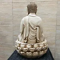 Estatuilla Buda Thai 52 Cm Resina Apto Exterior Ideal Jardin Blanco