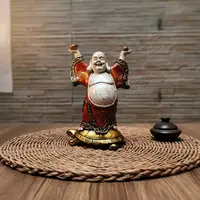 Buda Sobre Tortuga Importado Indonesia Estatua Resina 20 Cm