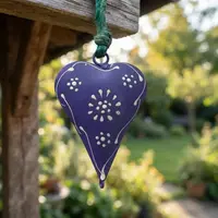 Movil Corazones Tira Metal Pintado Deco De India Artesanal Violeta
