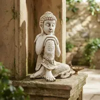 Estatuilla Buda Rodilla Importado India Apto Ideal Exterior Blanco