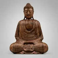 Escultura Estatua Buda 50cm Meditando Madera Albasia Indones Marrón