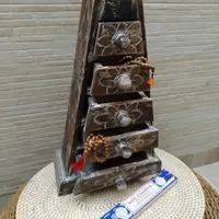 Alhajero Piramide Importado India Artesanal Cajonera 60cm Marrón