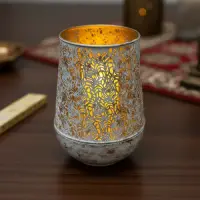 Fanal Hindu Porta Vela Metal Importado India Colgante O Pie Blanco Patinado