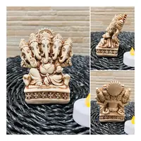 Estatuilla Ganesha 5 Cabezas Resina India Apto Exterior Blanco