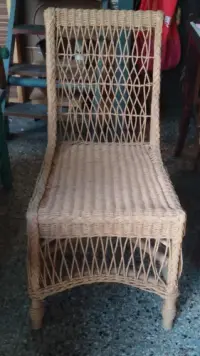 Sillón Artesanal Fibra Natural Y Caña Apto Galería Silla  Natural / Madera Clara Tejido Trenzado