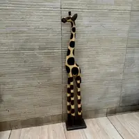 Jirafa De Madera Teka En 1 Pieza Pintada Artesanal Importada