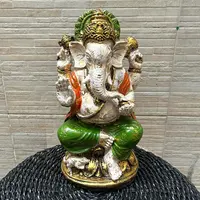 Ganesha Pintada Resina 35 Cm Artesanal Apto Exterior Pushkar Modelo 1