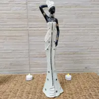 Estatuilla Imagen Africana Importada Oriente 40 Cm Fantasias Blanco
