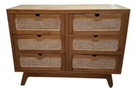 Cajonera Madera Rattan Importado Muebles P/interior  Pushkar Marrón