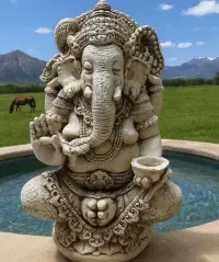 Ganesha Gigante Sobre Pedestal Estatua Jardin Pushkar Tienda Blanco