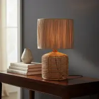 Velador Artesanal Rattan Indonesia Artesanal Tendencia Deco Marrón Claro