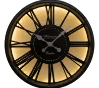 Reloj Importado Gigante De Pared Con Luz Deco Madera Negro
