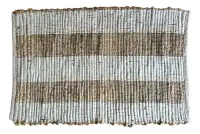 Alfombra Importada De India 100% Artesanal Tejida En Yute 90 Cm 60 Cm Beige Y Blanco