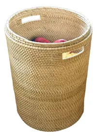 Contenedor De Ratán Natural Canastos Importados Decorativo Marrón Claro