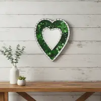 Espejos 20 Cm Importados Indonesia Corazón Venecitas Regalo Verde