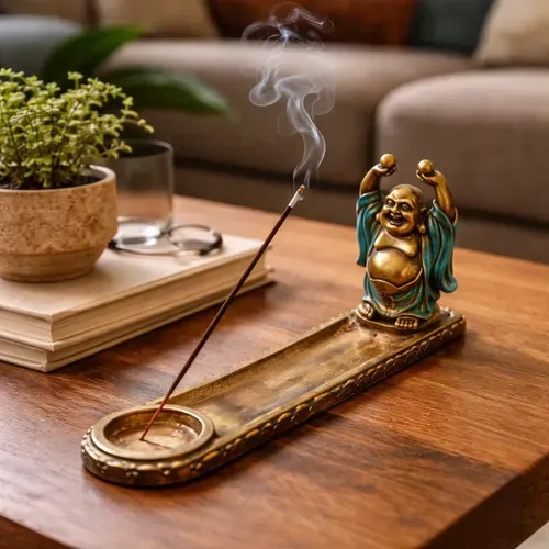 Porta Sahumerios De Resina Indonesia Artesanal Import Regalo Turquesa Buda