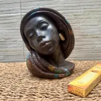 Estatua Cara Africana Decoracion Interior/exterior En Resina Marrón Oscuro