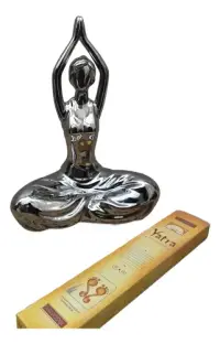 Figura Yoga Decorativa 23 Cm Estatuilla Posiciones D Oriente Plateado