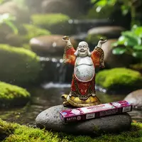 Buda Sobre Tortuga Importado Indonesia Estatua Resina 20 Cm