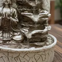 Fuente De Agua Resina Apto Exterior Buda 3 Caidas 25 Cm Zen  Blanco