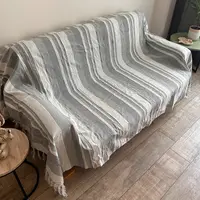 Manta Cobertor Rustico Hindú 1 1/2 Pl Importado India Kerala Gris Blanco Rayas