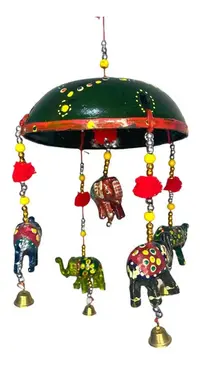 Movil Decorativo Calesita 5 Elefantes Importado De India Multicolor Elefantes