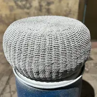 Puf Artesanal Nordico Pintado D Fibra Nartual Banco Mesa Zen