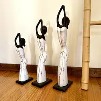 Flia Mulata África X 3 En Madera Teca De Indonesia Artesanal