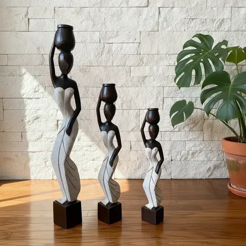 Set 3 Africanas De 1 M Madera Teka Importado D Indonesia