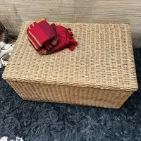 Puf Baul Asiento Pie De Cama Organizador D Fibras Naturales Marrón Baul 120 Cm