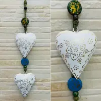 Movil Hindu De 2 Corazones Tira Metal Pintado Deco De India