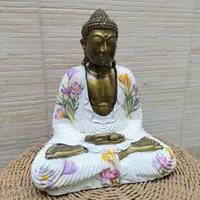 Estatua Buda Resina 40 Cm Alto Pintado Artesanal Indonesia Blanco