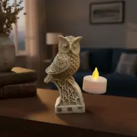 Estatuilla Buho Lechuza Resina Decoracion Import Oriente  Blanco