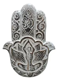 Colgante Mano De Fatima Aplique Importado Oriente Cuadro Plateado